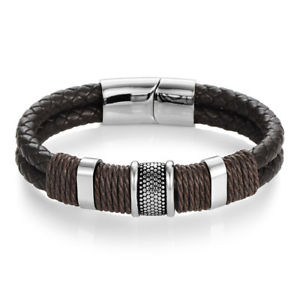 【送料無料】メンズブレスレット　クリスマスブラウンレザーブレスレットfreepersonalised brown leather bracelet free engraving christmas gifts dad grandad｜hokushin 13,476円
