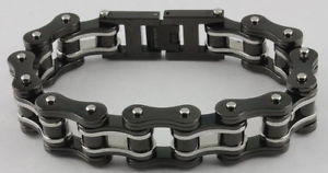 【貨物輸送無料】メンズ腕輪 ブラックシルバーステンレススチールブレスレットバイクライダー ジュエリー・アクセサリー-ブレスレット-メンズジュエリー・アクセサリー