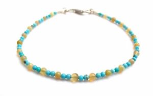 【送料無料】メンズブレスレット　スターリングシルバーターコイズトルコオパールビーズブレスレット925 sterling silver natural turquoise opal bead bracelet genuine natural gem