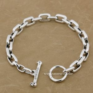 【送料無料】メンズブレスレット　ハンドメイドスターリングシルバースクエアリンクチェーンメンズバイカーブレスレットカフhandmade 925 sterling silver square link chain mens biker bracelet cuff 8w007b