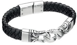 送料無料 メンズブレスレット フレッドベネットブラックなめし革アンプリファイアーステンレススチールメンズドラゴンスケールブレスレット Electrosdiscounts Com