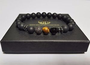 【送料無料】メンズブレスレット　ビーズブレスレットマットクリスタルタイガーアイビーズmens genuine beaded bracelet all 8mm matte crystal tiger eye beads 3