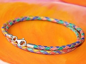【送料無料】メンズブレスレット　メンズレディースレザーライムベイアートスターリングシルバーブレスレットmens ladies 3mm braided leather amp; sterling silver bracelet by lyme bay art