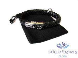 【送料無料】メンズブレスレット　トライバルレザーブレスレットクリスマスpersonlised engraved tribal leather id bracelet great christmas gift