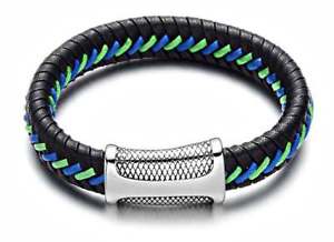 【貨物輸送無料】メンズ腕輪 カラフルレザーシルクフラットブレードブレスレットカスタマイズcolourful leather and silk flat braid bracelet  customisable メンズジュエリー・アクセサリー-ブレスレット