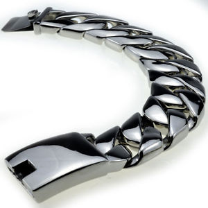 【送料無料】メンズブレスレット　シルバーラウンドステンレススチールブレスレットメンズチェーン24mm huge silver finish round curb 316l stainless steel bracelet mens chain b191