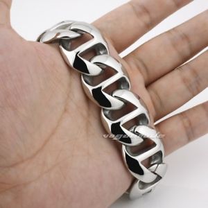 【送料無料】メンズブレスレット　ステンレスリンクチェーンメンズバイカーパンクブレスレットカフhuge heavy 316l stainless steel link chain mens biker punk bracelet cuff 5q008b