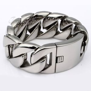 【送料無料】メンズブレスレット　ホットメンズチェーンリンクシルバートーンステンレススチールブレスレットhot 2431mm mens chain curb link silver tone 316l stainless steel bracelet heavy