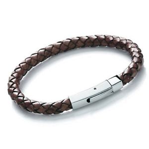 【送料無料】メンズブレスレット　21cmmensブラウンレザーブレスレットtribal steel 21cm mens brown braided leather bracelet｜hokushin 14,235円