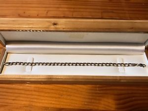 メンズブレスレット ソリッドシルバーメンズブレスレットインチ925 solid silver mens curb bracelet 8 inch free pamp;p