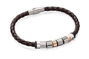 【送料無料】メンズブレスレット フレッドベネットブレスレットメンズステンレススチールメッキfred bennett bracelet mens stainless steel gold plated brown leather blct b4544