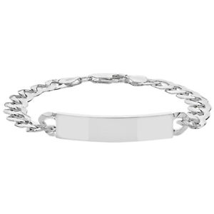 【送料無料】メンズブレスレット スターリングシルバーフラットメンズオープンブレスレットサービス925 sterling silver gents flat open curb mens id bracelet 85 free engraving