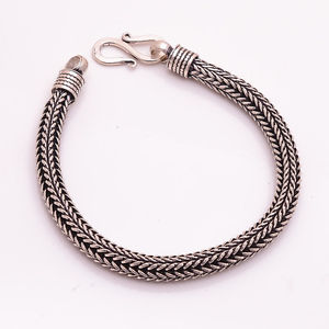 【送料無料】メンズブレスレット　ソリッドスターリングシルバーブレスレットチェーンブレスレット925 solid sterling silver bracelet 336 gm, chain bracelet jewelry cb04｜hokushin