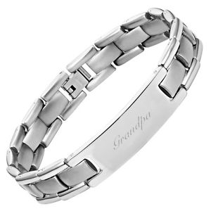 【送料無料】メンズブレスレット　ウィリスジャッドメンズチタンブレスレットwillis judd mens titanium grandpa bracelet engraved love you grandpa｜hokushin