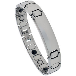 【送料無料】メンズブレスレット　タングステンカーバイドブレスレットtungsten carbide magnetic id bracelet｜hokushin
