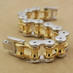 【送料無料】メンズブレスレット　5 316ポンドステンレスモーターバイク2mensブレスレット5s005b5 lengths 316l stainless steel motorbike chain 2 tone mens biker bracelet 5s005b