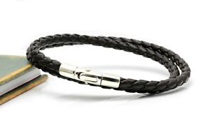 【送料無料】メンズブレスレット　ナッパレザースターリングシルバーブレスレットダブルクリックブラウンbraided nappa leather amp; sterling silver bracelet4mm double wrappeddark brown
