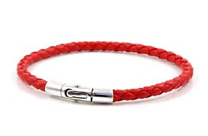 【送料無料】メンズブレスレット　メンズレディースナッパレザーアンプmens ladies braided nappa leather amp; sterling silver braceletred