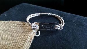 【送料無料】メンズブレスレット　パーソナライズメンズホワイトブラウンブレスレットpersonalised engraved mens white amp; brown real leather bracelet｜hokushin