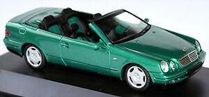 【送料無料】模型車　スポーツカー　メルセデスベンツカブリオレグリーングリーンメタリックmercedes benz clk 208 cabriolet 199899 green green metallic 143 schuco画像