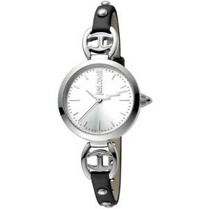 【送料無料】腕時計　キャバリロゴベラペレネロシルバースリムorologio donna just cavalli logo jc1l009l0015 vera pelle nero silver slim