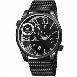 【送料無料】腕時計 メンズジョシュアタイムゾーンメッシュブレスレットmens joshua amp; sons jx112bk two time zone date complication mesh bracelet watch|hokushin