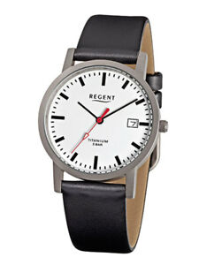 【送料無料】腕時計 アナログレザーregent herrenuhr f231 analog leder schwarz|hokushin