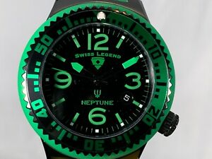 【送料無料】腕時計 スイスネプチューングリーンシリコンクオーツステンレススチールストラップウォッチswiss legend green 44mm neptune quartz stainless steel silicone strap watch|hokushin