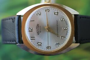 【送料無料】腕時計 スイスメンターウォッチgreat big goldplated swiss mentor de luxe water resistant watch|hokushin