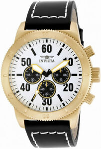 【送料無料】腕時計　メンズクロノグラフレザーラウンドホワイトアナログウォッチinvicta specialty 16756 mens round white analog chronograph leather watch｜hokushin