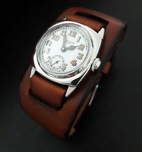 【送料無料】腕時計　ビンテージブラウンレザーウォッチストラップオープンopen end vintage brown leather military bund watch strap 16 17 18 19 20 21 22m