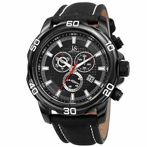 【送料無料】腕時計 メンズジョシュアクロノグラフレザーストラップウォッチmens joshua amp; sons jx109bk chronograph date complication leather strap watch|hokushin