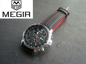 【貨物輸送無料】ウォッチ メンズレザーストラップファッションウォッチウォッチmens megir military watch leather strap gift for him fashion watch uk seller メンズ腕時計-腕時計