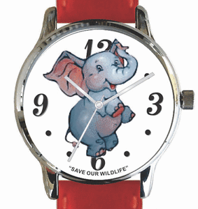【送料無料】腕時計　ストラップsave our wildlife elephant image watch has a yellow strap and donation to awf