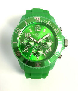 【送料無料】腕時計　マディソンニューヨーククロノシリコンmadison york u436210 chrono grn damen herren uhr silikon kinderuhr neu｜hokushin