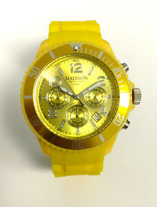 【送料無料】腕時計　マディソンニューヨーククロノイエローシリコンmadison york u436202 chrono gelb damen herren uhr silikon kinderuhr neu