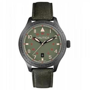 【送料無料】腕時計　バードサブメートルorologio uomo nautica bfd 105 a11108g pelle verde militare nero sub 100mt