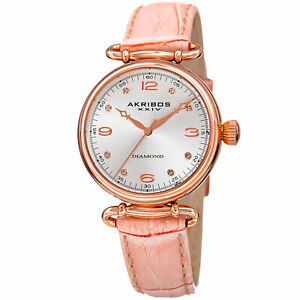 【送料無料】腕時計　ハンドクォーツストラップウォッチwomens akribos xxiv ak878nu three hand quartz genuine leather strap watch