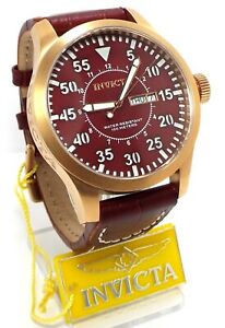 【送料無料】腕時計　ｋゴールドレザーストラップinvicta 18k gold plated, leather strap man watch, 11198