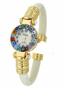 【送料無料】腕時計　ディムラノウォッチorologio bianco watch in vetro di murano murrina millefiori