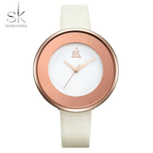 【送料無料】腕時計　ゴールドクォーツクリスマスshengke brand luxury gold watches women leather quartz xmas gifts for her mother