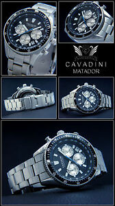 【送料無料】腕時計　メンズクロノグラフベゼルソリッドステンレススチールウォッチmatador herren chronograph uhr drehbare lnette luxus pur massiveedelstahl neu