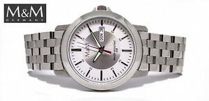 【送料無料】腕時計　ドイツメンズウォッチソリッドステンレススチールmamp;m herren uhr mit tagdatum englischdeutsch massiv edelstahl, gut lesbar