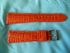 【送料無料】腕時計　ブレスレットクロコダイルオレンジメイントップ22 16 mm bracelet crocodile veritable orange fait main top qualit luxe