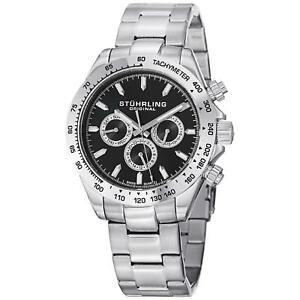 【送料無料】腕時計　ウェイメンズシルバースチールブレスレットケースstuhrling raceway mens 42mm silver steel bracelet amp; case krysterna watch 56402