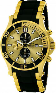【送料無料】腕時計　invicta men sea spider chrono gold tone stainless steel polyurethane watch 1478