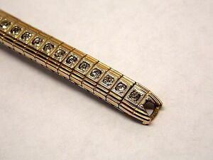 【送料無料】腕時計　vintage nos ladies speidel stretch watch bracelet yellow gold fill amp; rhinestones