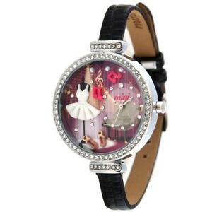 【貨物輸送無料】ウオッチ バレエテーマファッションウォッチクリスタルラインストーンパープルバレリーナballet music theme fashion watch 3d picture crystal rhinestone purple ballerina レディース腕時計-腕時計
