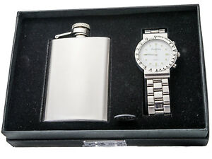 【送料無料】腕時計　フレッドメンズセットステンレススチールフラスコアナログクォーツfred belay mens gift set, stainless steel flask with analog quartz watch｜hokushin