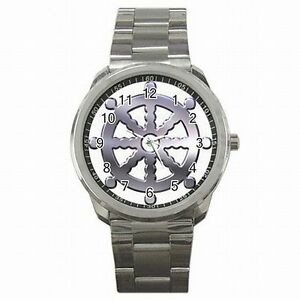 【送料無料】腕時計　ダルマステンレススチールホイールbuddhism wheel of dharma buddhist stainless steel watch